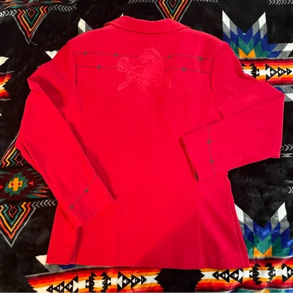 Red Western Shirt with Horse Design - Picture 2 of 3